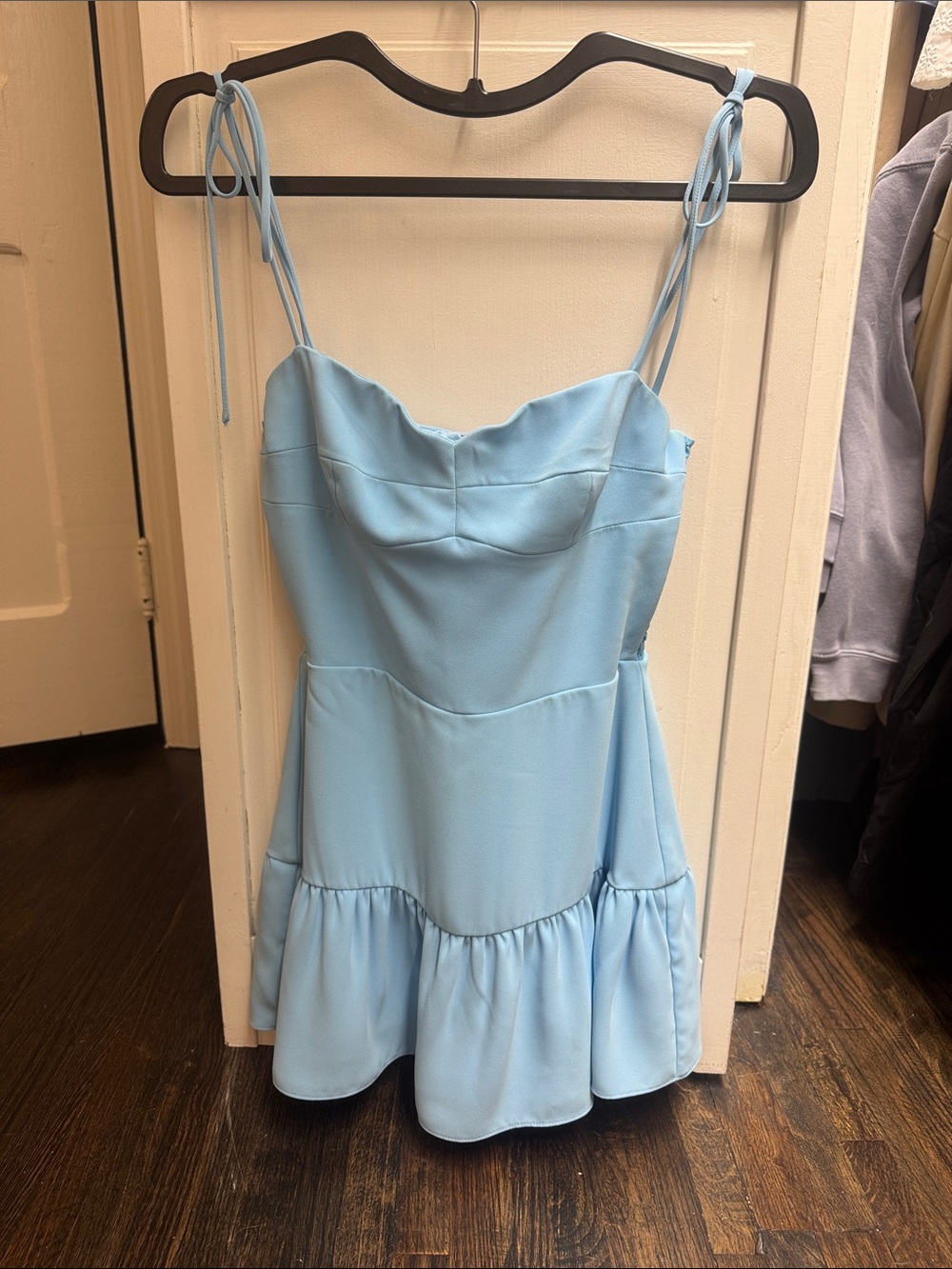 Amanda Uprichard Light Blue Tie-Strap Mini Dress